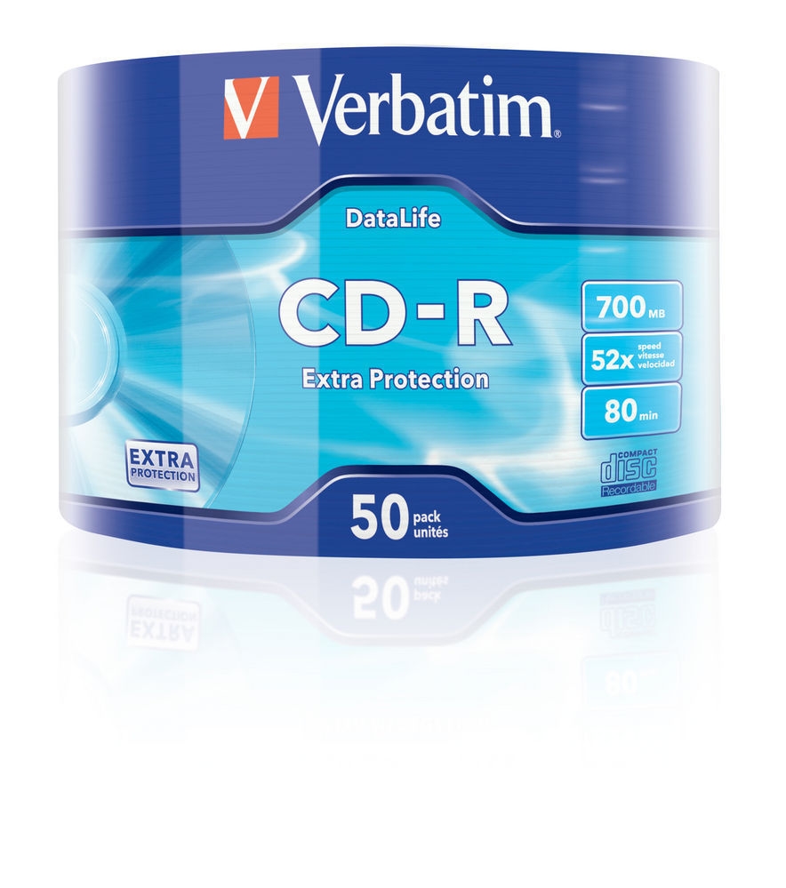 Дискове Verbatim CD-R 700MB 52X EXTRA PROTECTION WRAP (50 PACK)