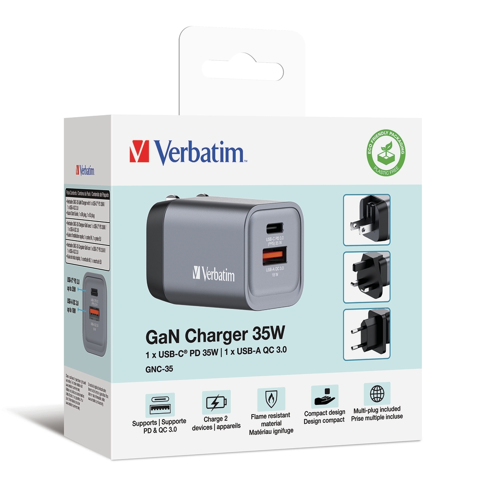 Power supply устройство Verbatim GNC-35 GaN 2 Port 35W USB A/C