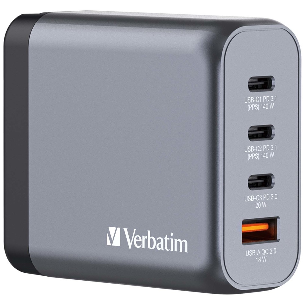 Зарядно устройство Verbatim GNC-140 GaN 4 Port 140W USB A/C
