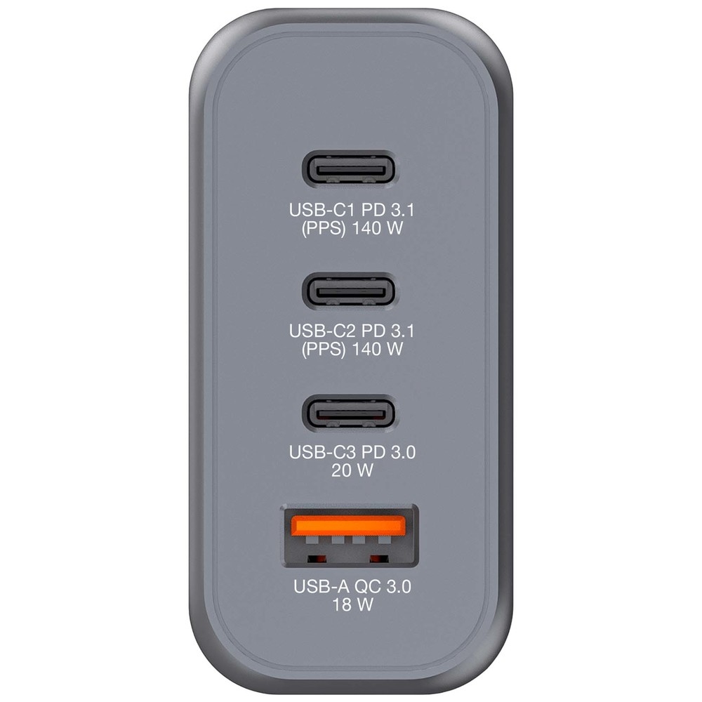 Зарядно устройство Verbatim GNC-140 GaN 4 Port 140W USB A/C