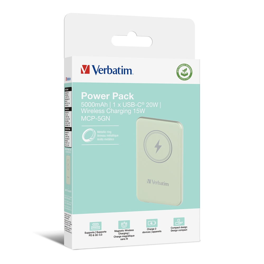 Безжично зарядно MCP-5GN Power Pack 5000mAh 15W Green