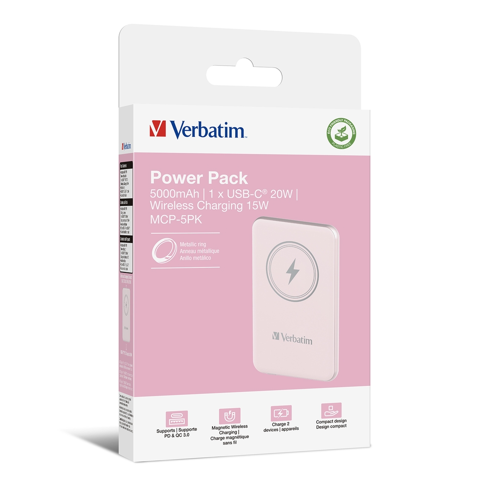 Wireless charger MCP-5PK Power Pack 5000mAh 15W Pink