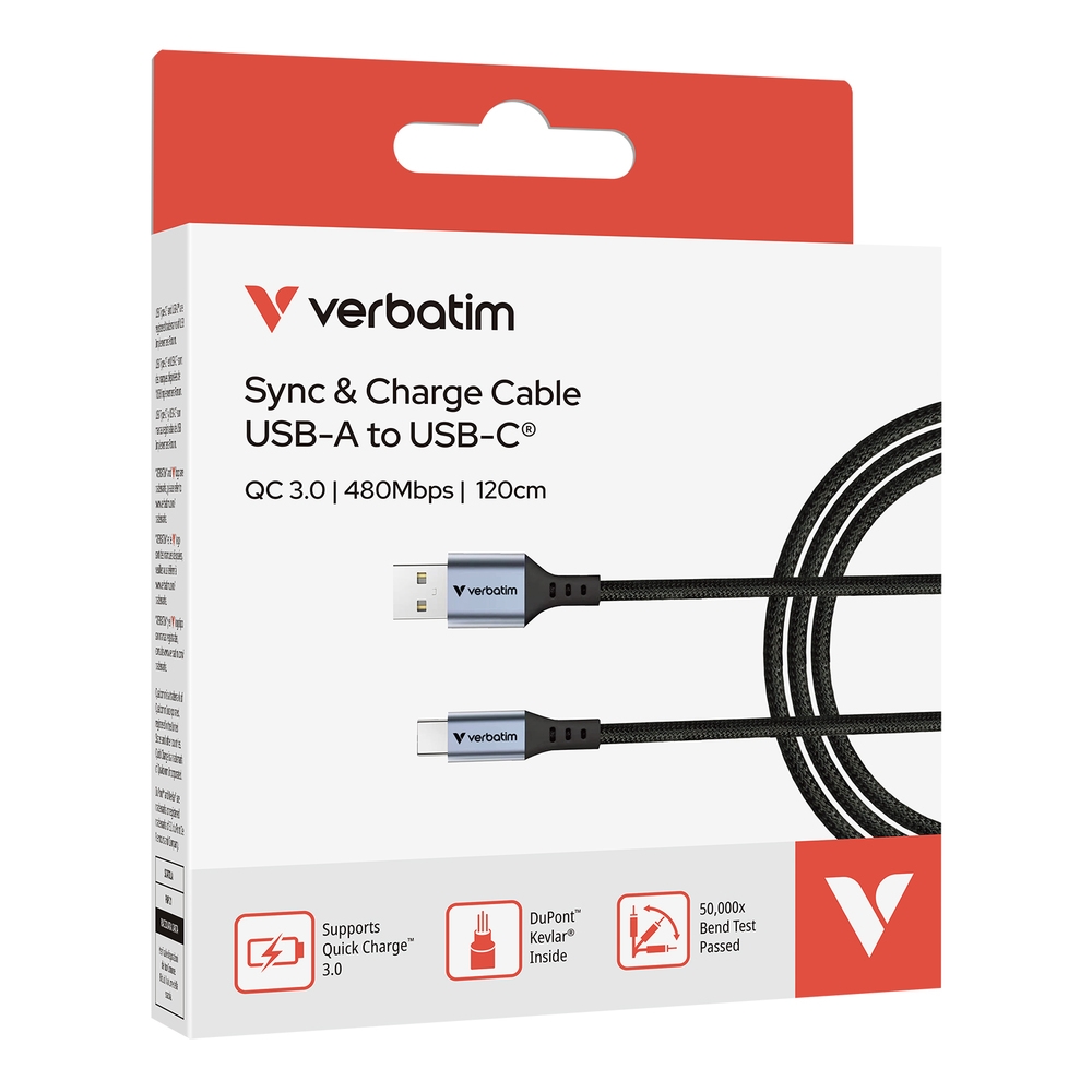 SSD Verbatim Sync & Charge USB-A to USB-C 18W 120cm