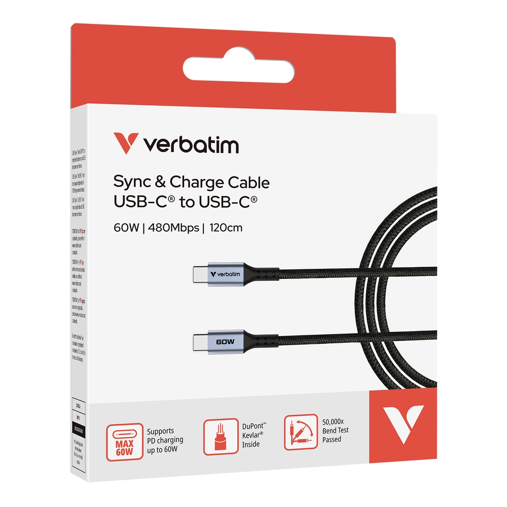 Cable Verbatim Sync & Charge USB C to USB C 60W 120 cm
