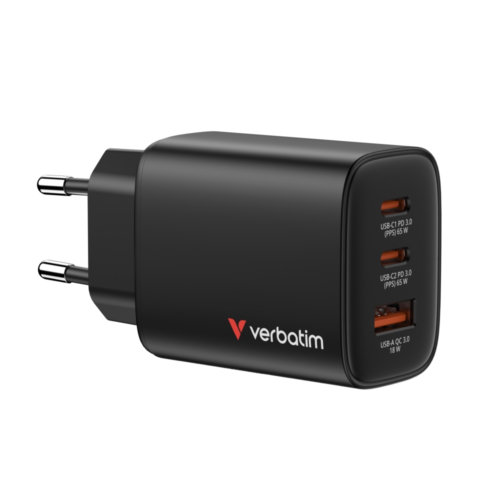 SSD Verbatim Essentials GaN Charger 65W EU plug Black