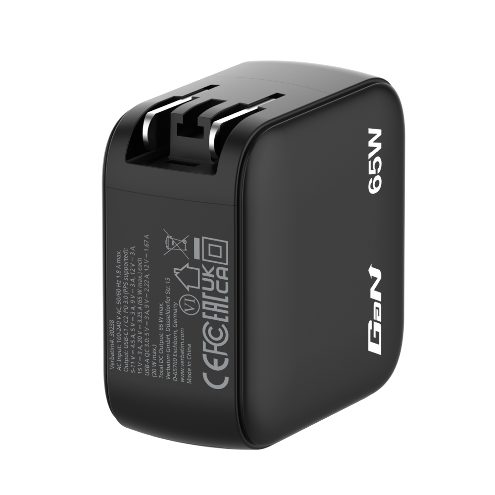 SSD Verbatim Mini GaN зарядно 65W с дисплей