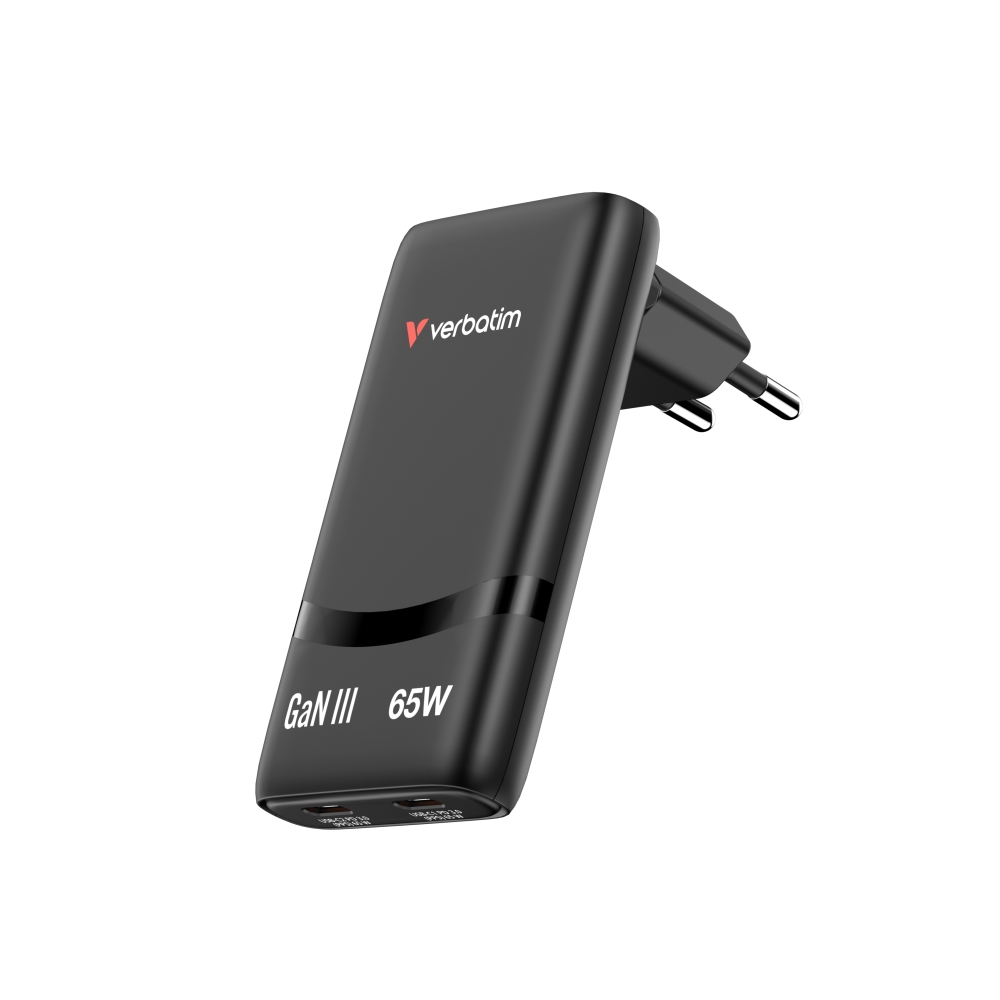 SSD Verbatim Fold n Go GaN Charger 65W EU plug Black