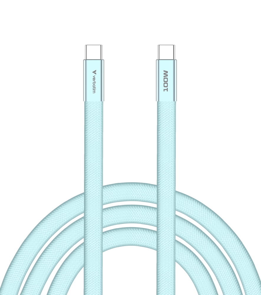 Кабел Verbatim Sync & Charge SoftTouch, USB‑C към USB‑C, 100W, 120 cm, син