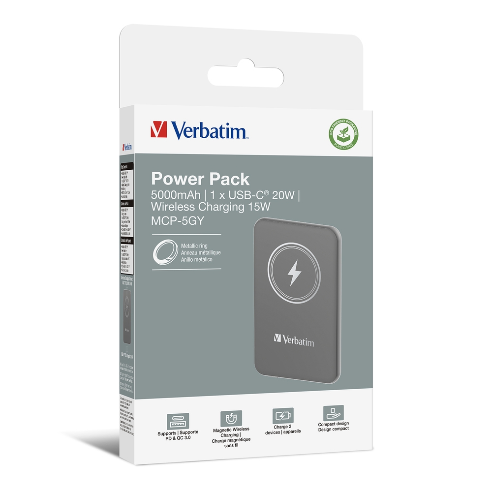 Безжично зарядно MCP-5GY Power Pack 5000mAh 15W Grey