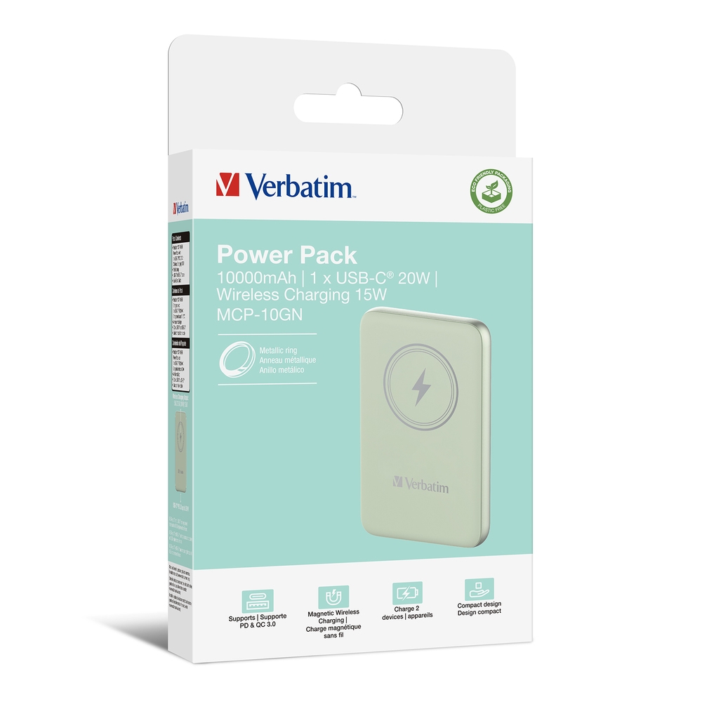 Wireless charger MCP-10GN Power Pack 10000mAh 15W Green