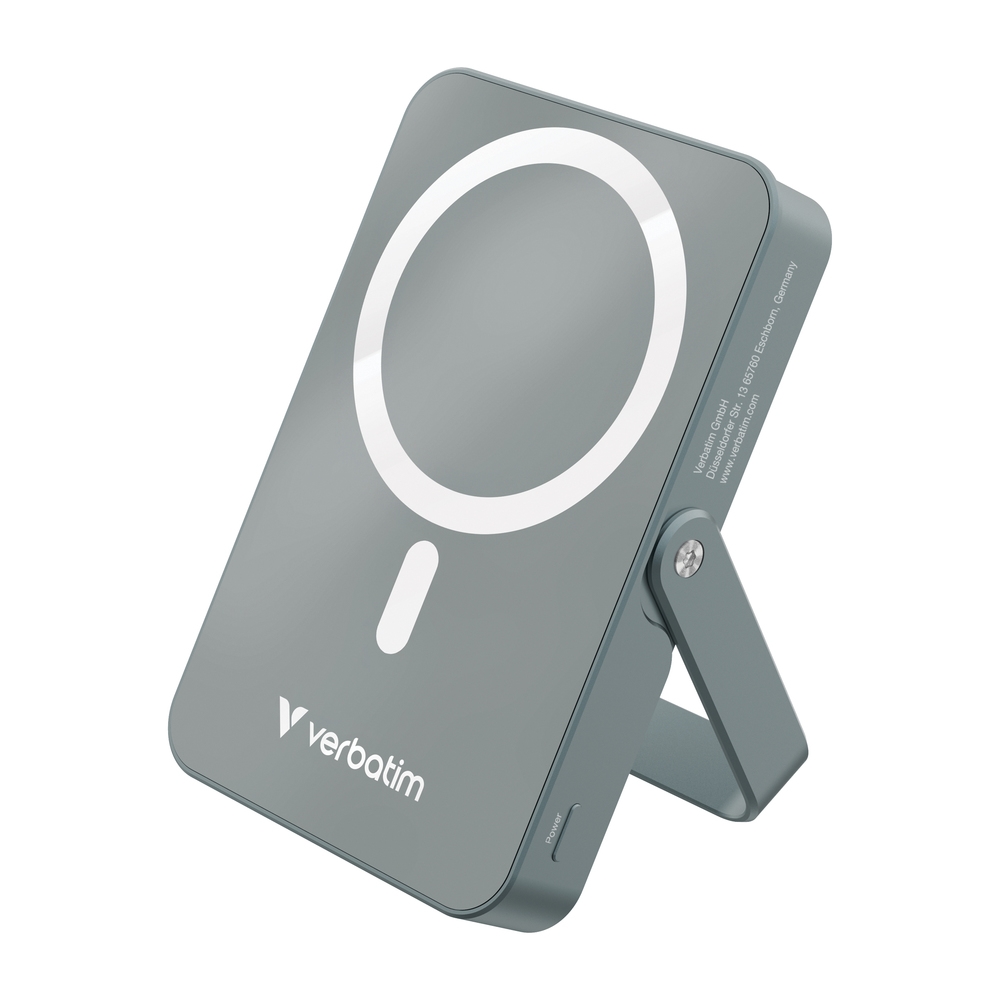 Verbatim Charge n Go Power Bank with Stand Magnetic Wireless 10000mAh Grey